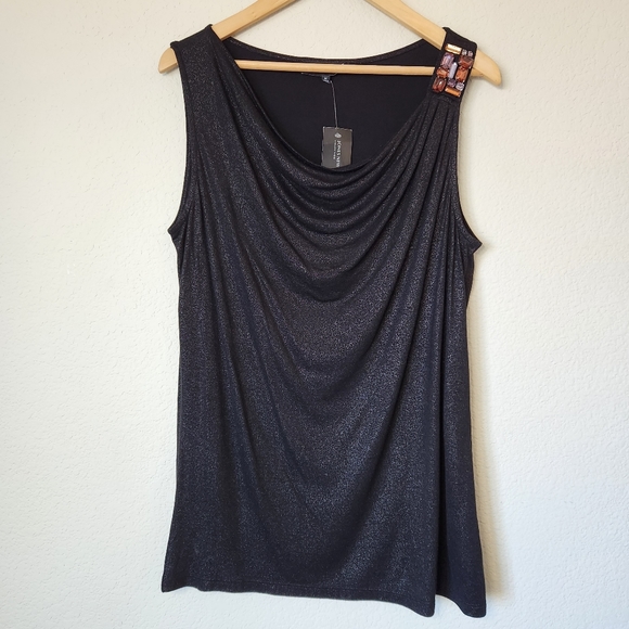 Jones New York Tops - NWT Women's Jones New York Black Shimmer Embellished Tank Top Size M